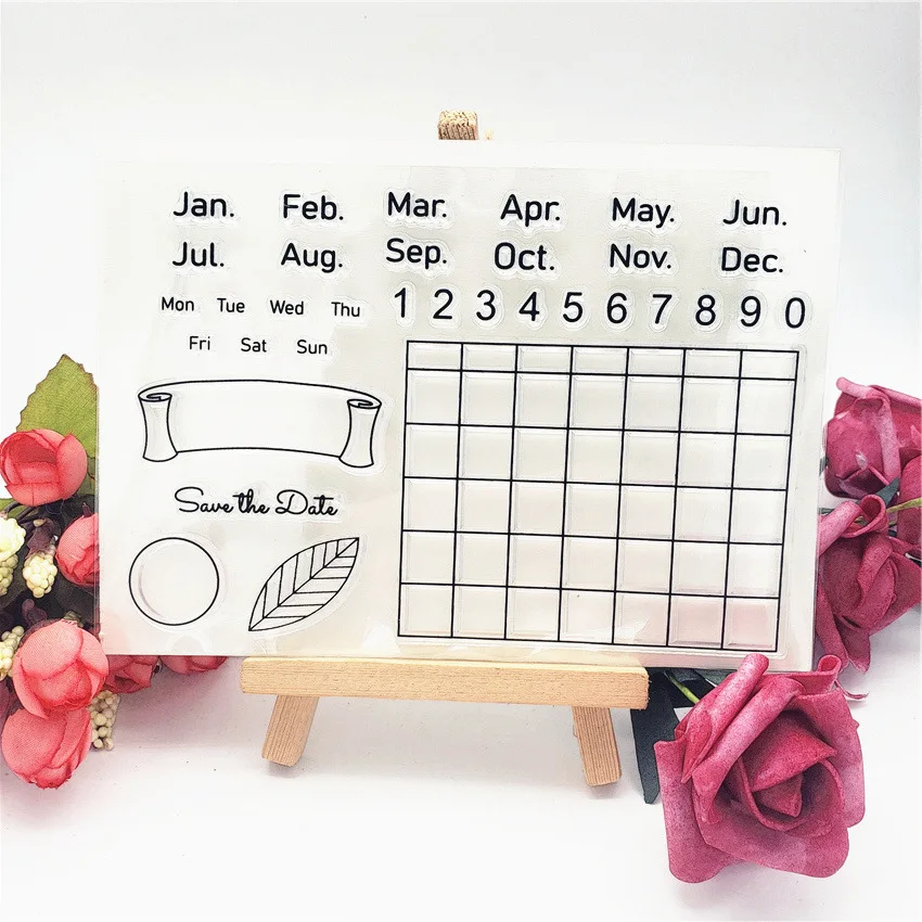 

YZ93 Calendar Silicone Stamps Transparent Stamps Handbook DIY Decorative Rubber Stamps Vintage Stamp Stamp Sello