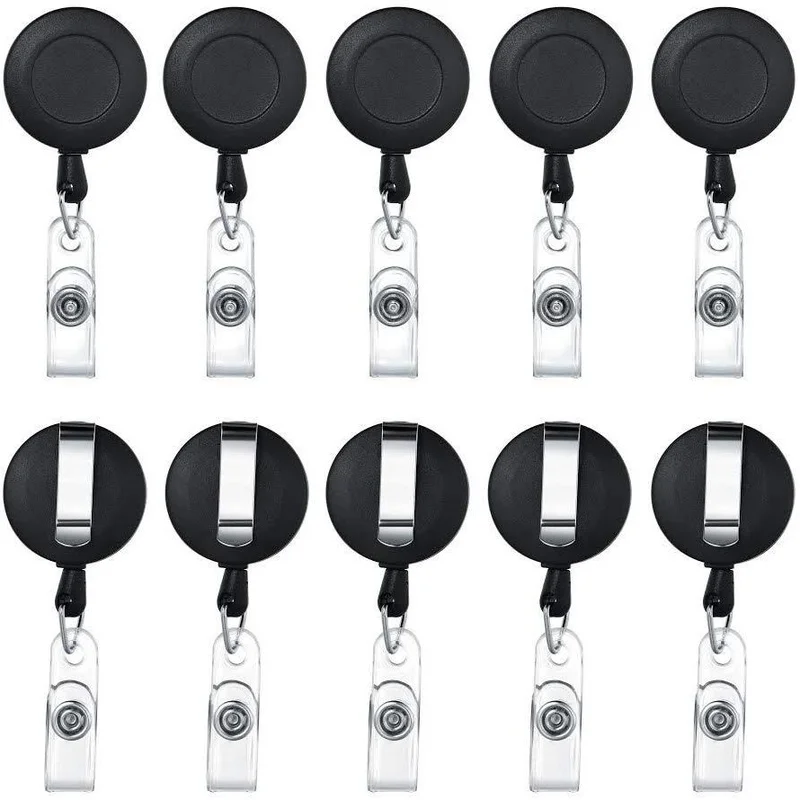 

10pcs Retractable Pull Badge Reel Plastic ID Lanyard Name Tag Key Ring Chain Clips Hospital Nurse Badge Holder