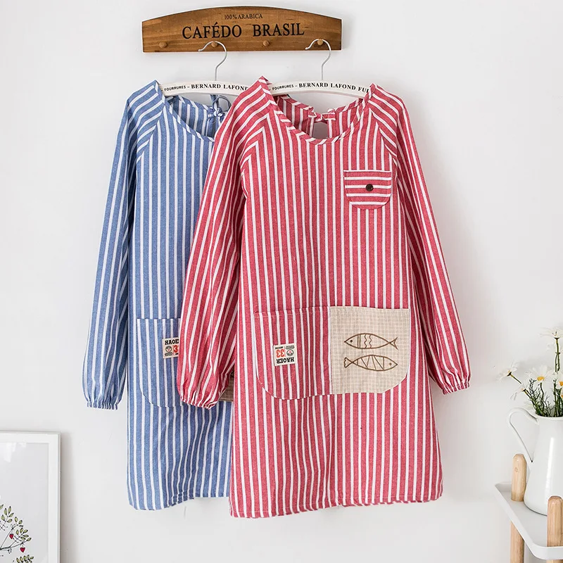 

Apron Women's household kitchen waterproof, oil-proof, whole-body household cooking long-sleeved reverse dress apron