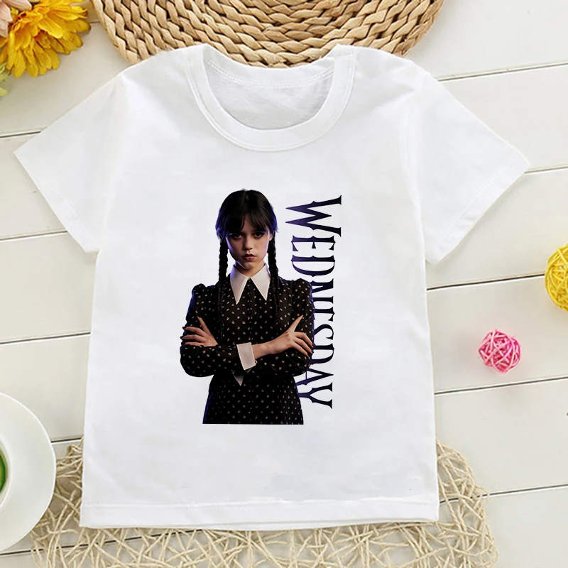 Cartoons Tshirt Wednesday Addams Children T-Shirt I Hate People Clothes Kid Girl Boy Nevermore Academy T Shirt Baby Casual Top