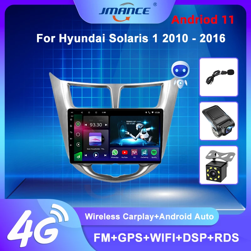 

JMANCE For Hyundai Solaris 1 2010 - 2016 Car Radio Ai Voice Multimedia Video Player Navigation GPS Android No 2din 2 din dvd