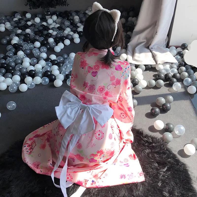 Платье-кимоно женское в японском стиле пикантный длинный кардиган с цветочным