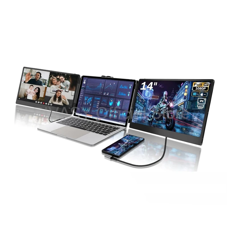 14/12-дюймовый портативный монитор со светодиодной подсветкой для игр расширенный
