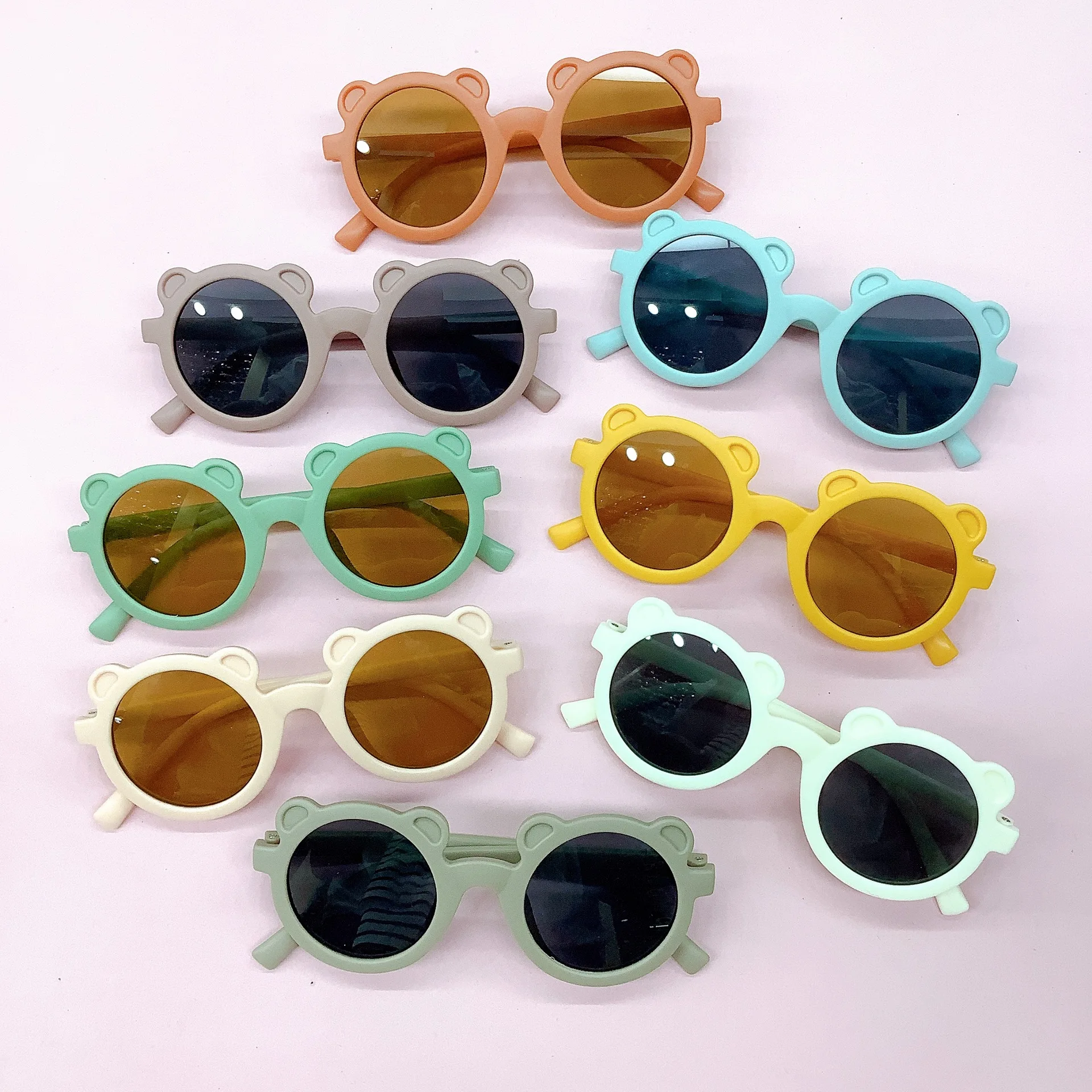 

Vintage Little Bear Frosted INS Wind Net Red Cute Boys and Girls Children's Sunglasses UV Resistant Children's Sunglasses