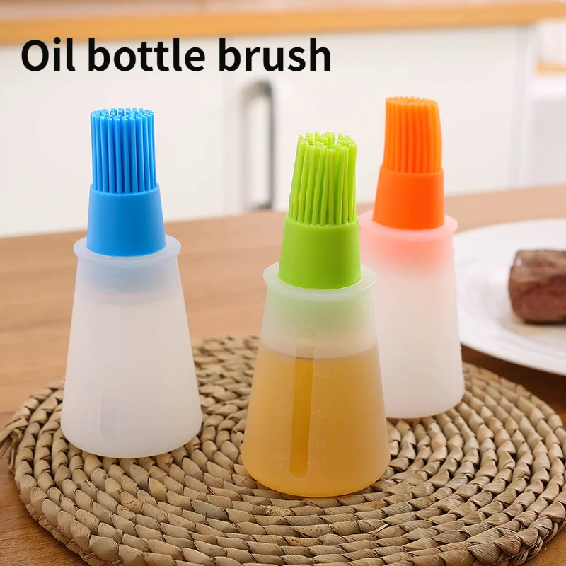 

Food Grade Silicone Oil Bottle Brush Barbecue Oil Brush Kitchen Gadgets Barbecue with Scale and Cover Oil Bottle Brush