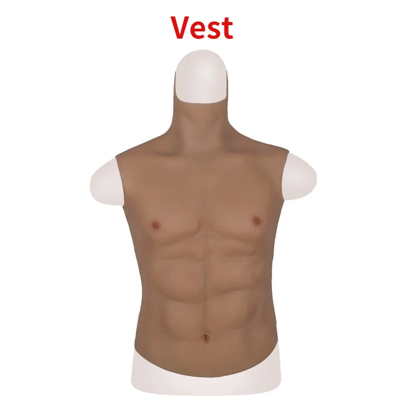 Realistic Silicone Male Muscle Suit Artificial Strong Body Elastic Chest Cross-dressing Male Cosplay Performance Costume