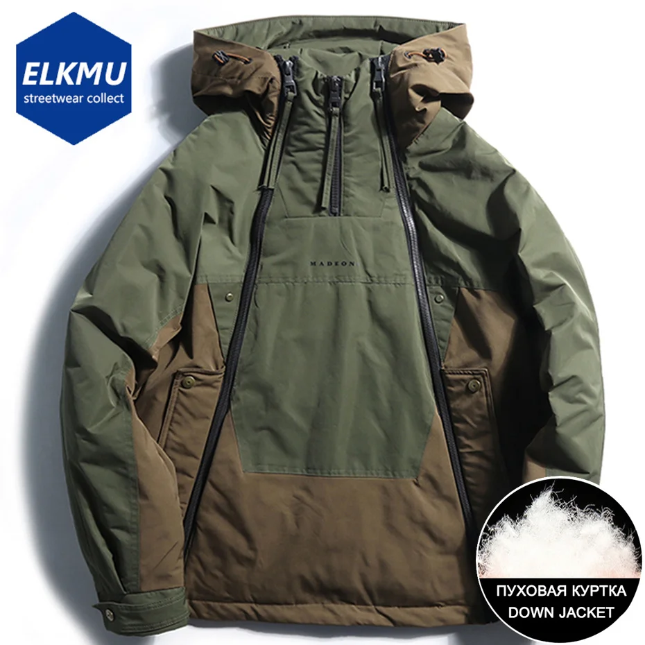 

Double-zippers Down Jackets Men's Winter Coat 80% Warm Hooded Jackets New Parkas Plus Size 5XL