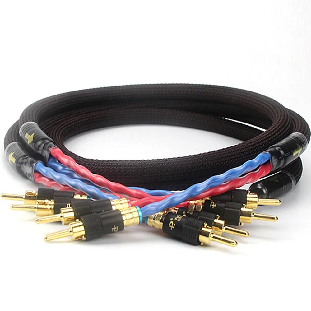 

A Pair 4 X Silver Core G5 Audio Speaker Cable with Gold-plated Banana Plug Male