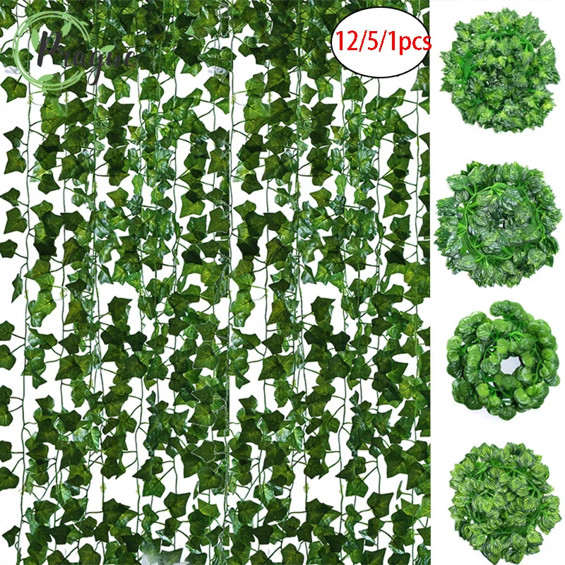 

12/5/1pcs 2.2M Artificial Plants Garland Hanging Vine Home Decor Fake Green Leaf Ivy Vine Garland Garden Arch DIY Fake Plant Lvy