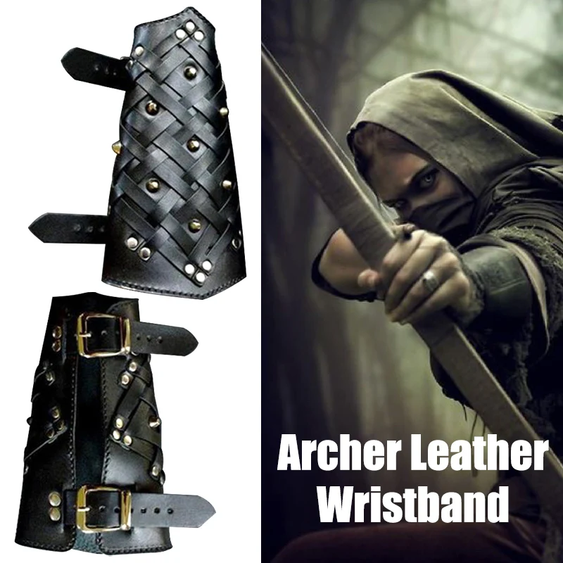 

1 Pair Vintage PU Leather Arm Armor Arm Guard Medieval Knight Bracer Wrist Band Steampunk Armor Wide Cuffs Bracers Cosplay
