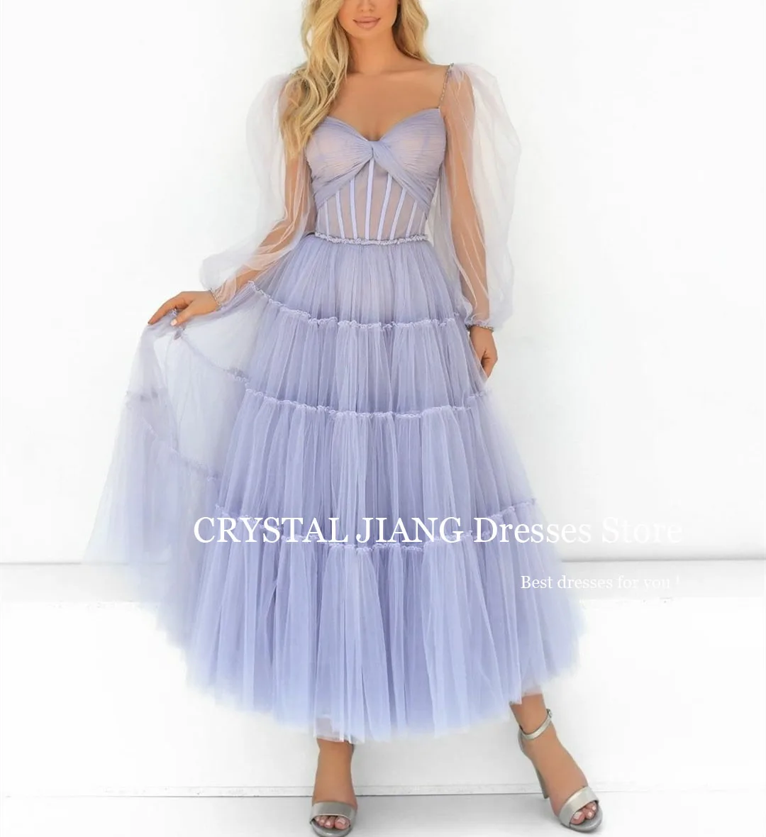 

Evening Dresses فساتين الحفلات Sweetheart Tulle Sleeveless A Line Tea Length Vestidos De Noche Elegantes Para Mujer 2023