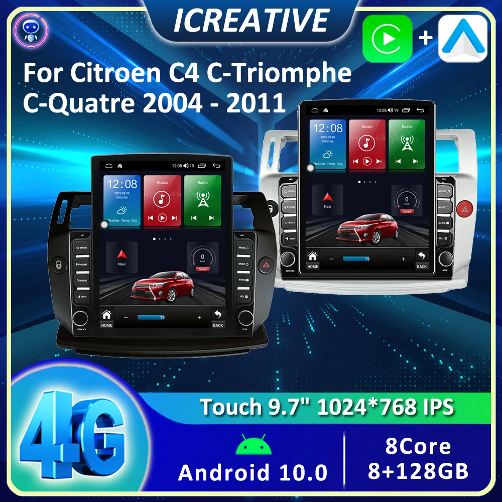 

Icreative IPS 1024*768 DSP Android 10 Car Radio For Citroen C4 C-Quatre C-Triomphe 2004-2012 C4 Pallas Car Player 4G Multimedia