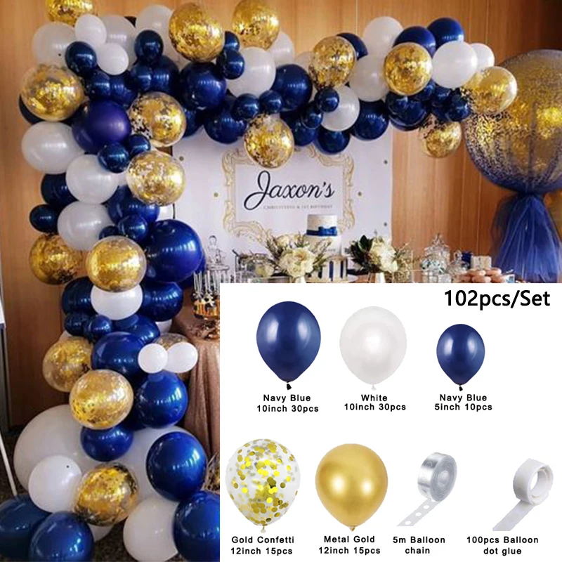 

Blue White Chrome Gold Balloon Garland Green Birthday Wedding Bridal Shower Hen Party Decoration Baby Shower Balloons Sets