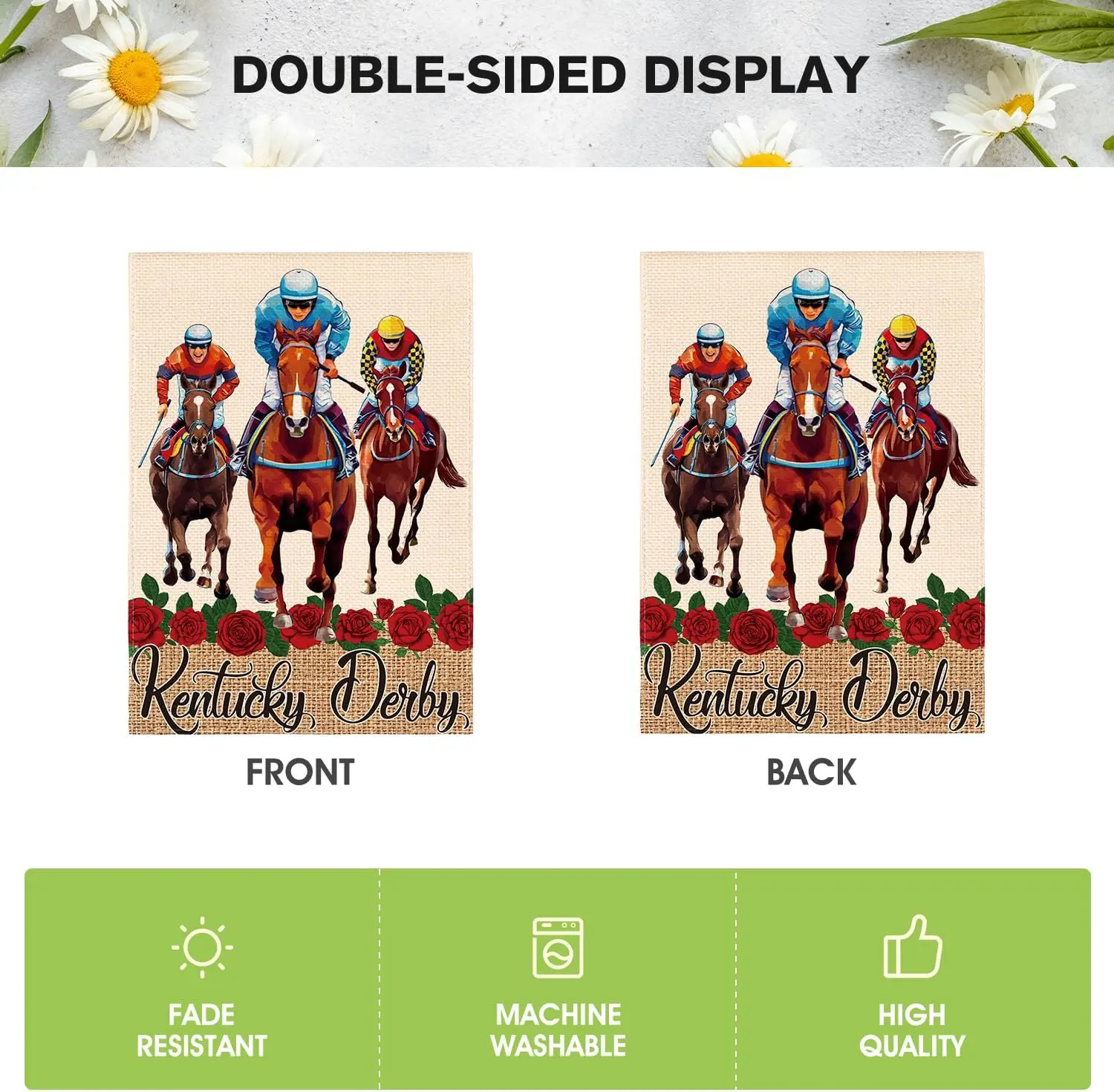 Двойной Садовый флаг Кентукки Дерби 12x18 дюймов бег по розам лошади гонки двор