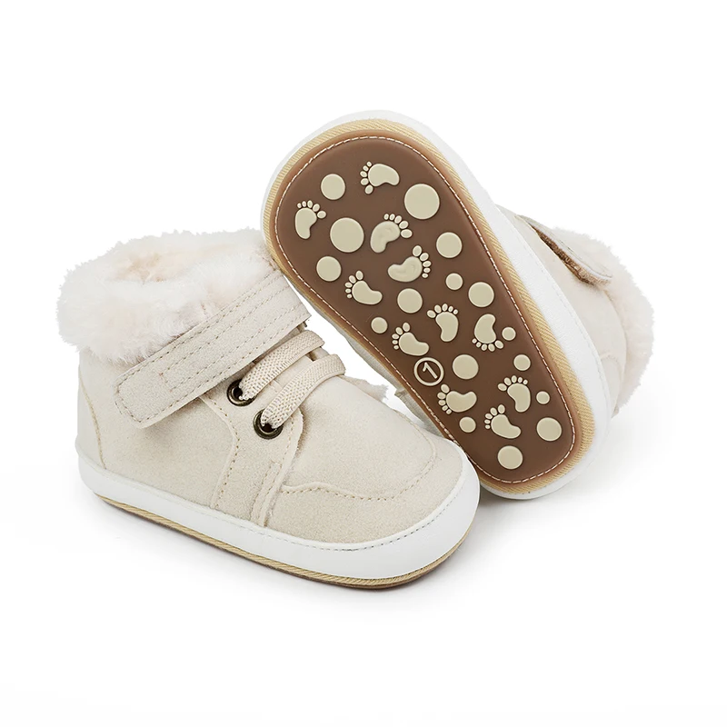 

Louatui Infant Winter Snow Boots Hook Loop Closure Boots Warm Baby First Walker Shoes Warm Fur Lining Non-Slip Shoes