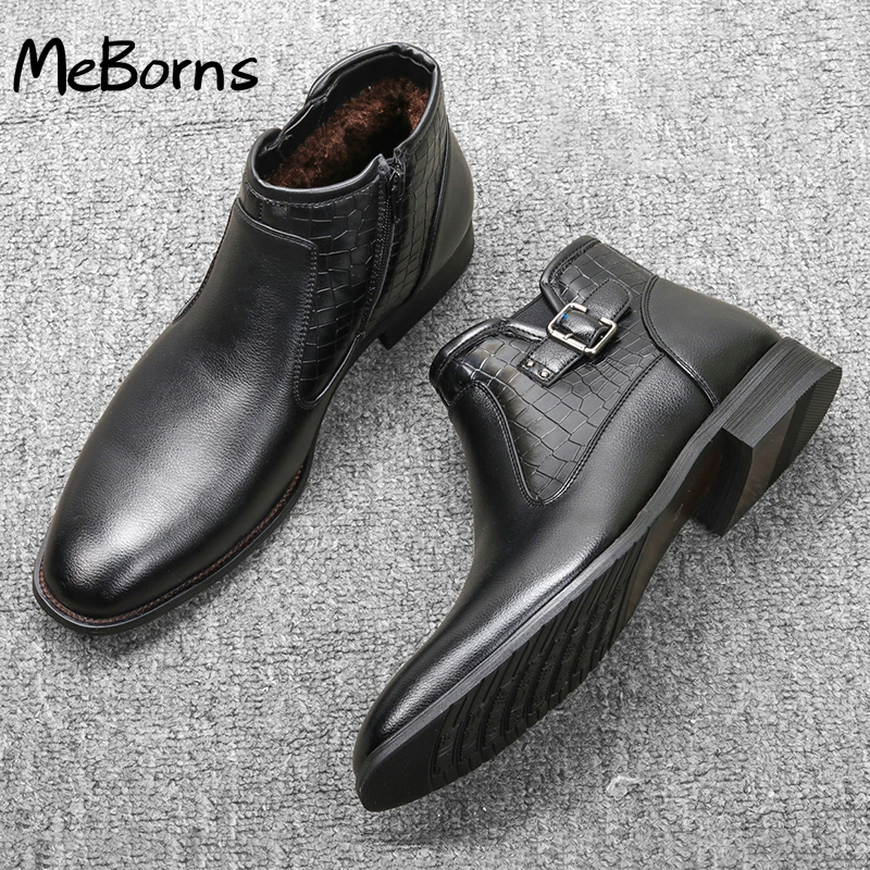 

Brand Men's winter boots top quality Men snow boots size 40-46 men's winter shoes Leather rubber boots