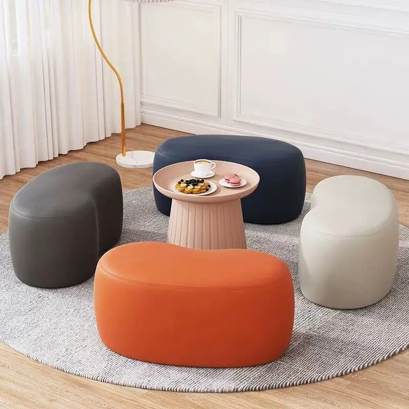 

Small Stool Household Modern Simple Door Shoe Stool Living Room Crescent-Shaped Creative Washless Technology Cloth Small Bench