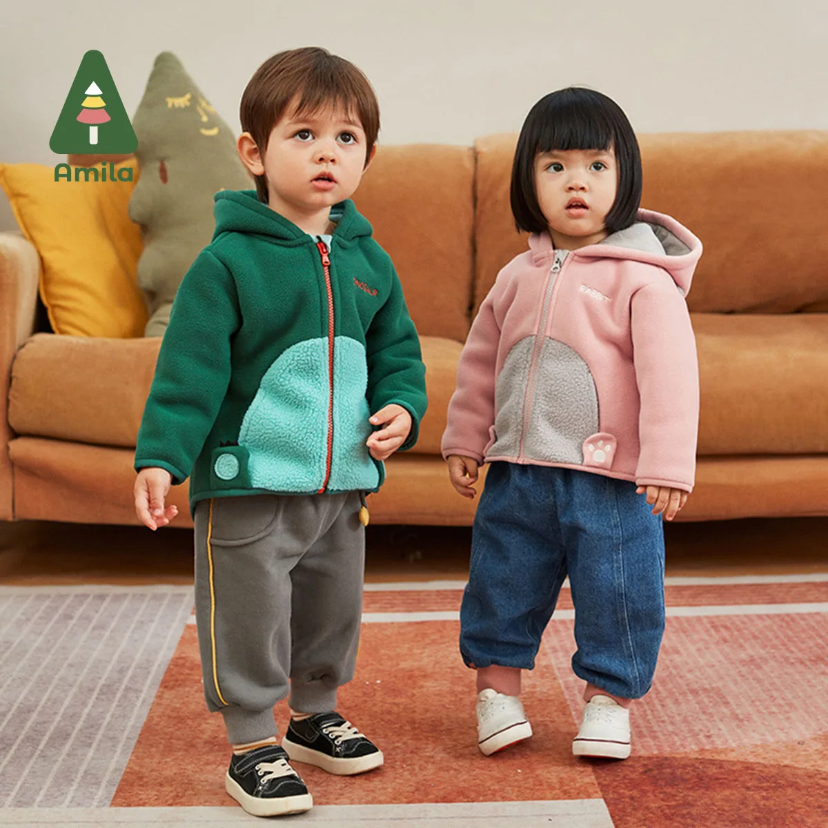 

Amila Children's Clothing 2022 Spring&Autumn New Long Sleeves Animal Pattern Cute Sweatshirts Fashion OuterWear& Coat