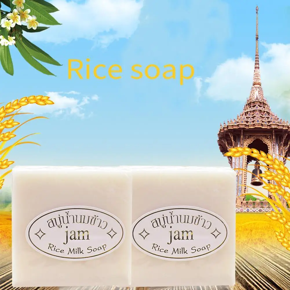 

1PC Hand Soap Thailand Jasmine Rice Handmade Collagen Vitamin Acne Rice Bleaching Milk Skin Tool Soap Soap Bathing Whitening