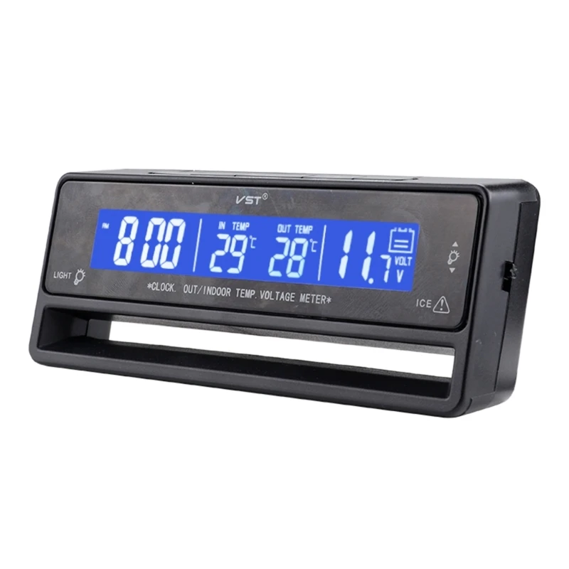 

Indoor Outdoor Car Voltmeter Thermometer Backlight Alarm Clock Ornament