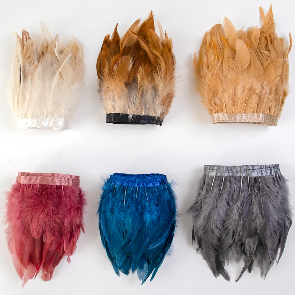 

Wholesale 10meter Colorful Rooster Feather Trims Wedding Party Decoration Quality Soft Cock Plumes Fringe Making Clothes Ribbon