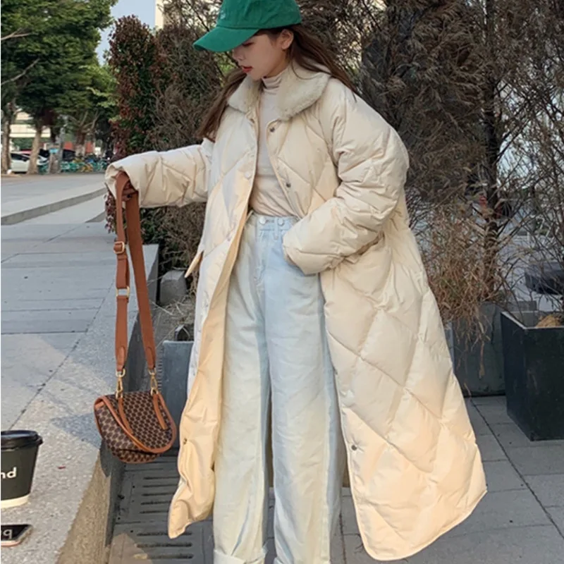 

Autumn Winter Women Clothes Mid-long Padded Jacket Korean Loose Casual Single-breasted Warm Cotton Coat Female Parkas Chaquetas