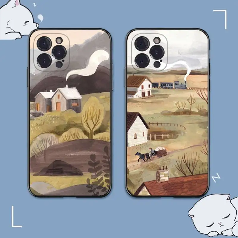 

Watercolor Painting Phone Case For iPhone 14 11 12 13 Mini Pro XS Max Cover 6 7 8 Plus X XR SE 2020 Funda Shell