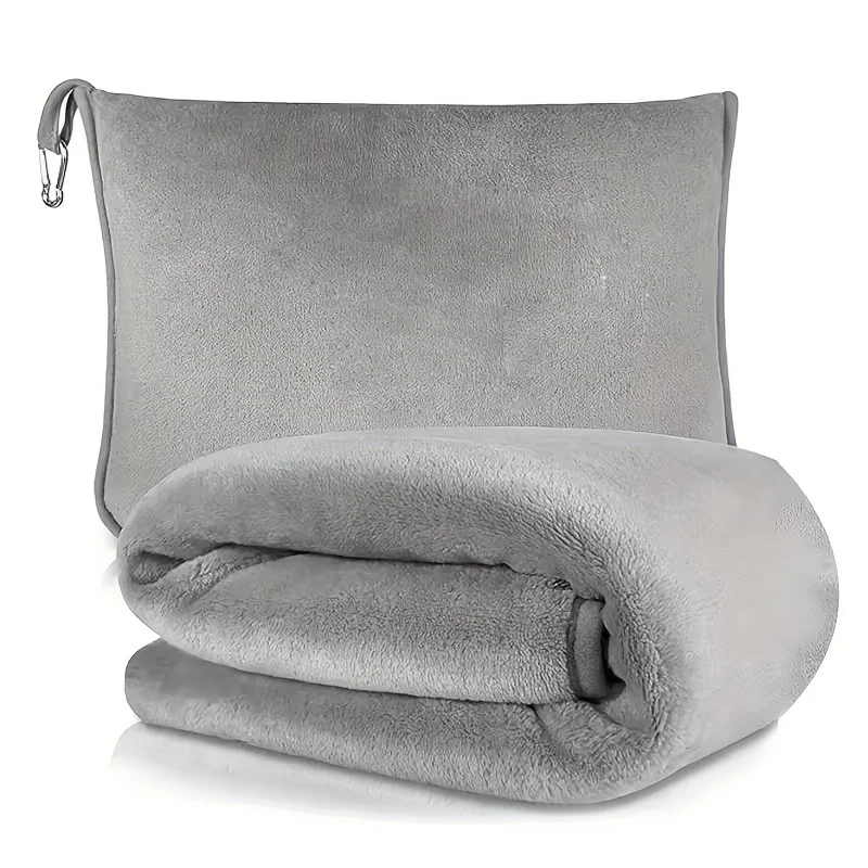 

1 шт., многофункциональное автомобильное одеяло-подушка 2-в-1, фланелевое складное дорожное одеяло на молнии, подушка, одеяло