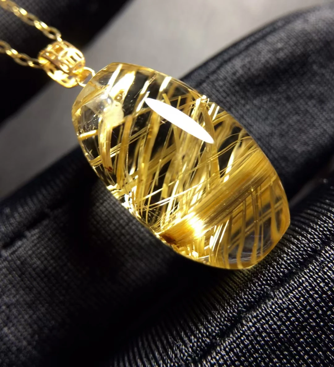 Подвеска из натурального золота с рутилированным кварцем и тыквой ювелирные