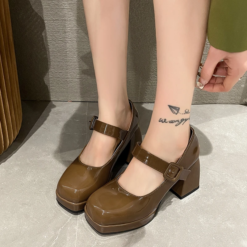 

Heavy Heel Large Mary Jane Shoes Spring and Autumn 2022 New Fashion Temperament Buckle Thick Soled Comfortable Women's Shoes