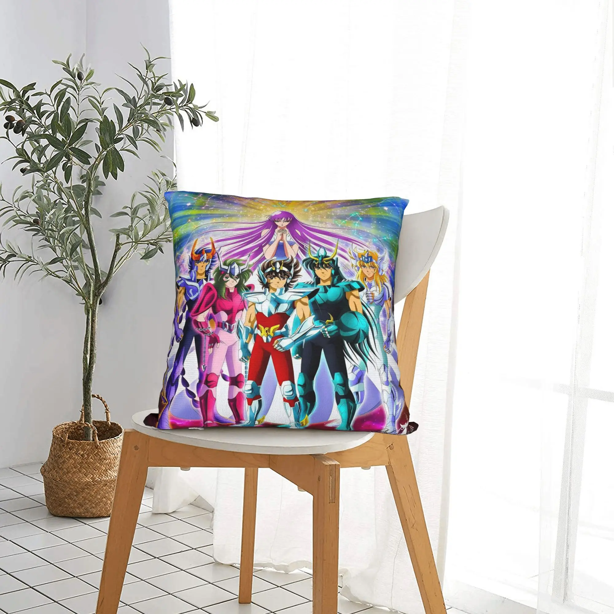 Фото Наволочка Saint Seiya Gold Saint Comfy, чехол для подушки для стула, дивана, домашнего декора, винтажные наволочки №5