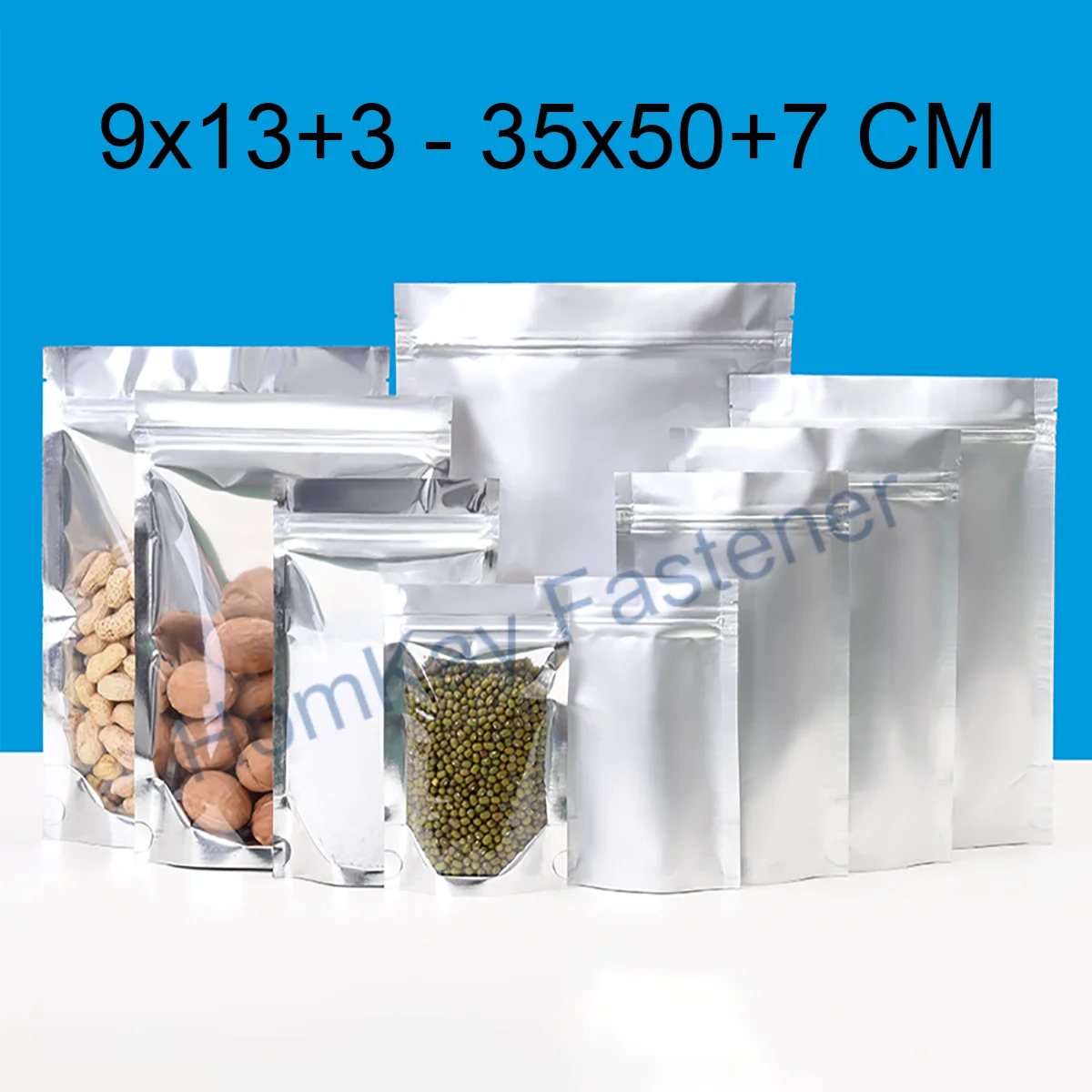 

50 шт. 9x13 + 3-35x50 + 7 см 0,16/0,24 мм, алюминиевые самостоятельные пакеты, травяной чай и сушеные фрукты, упаковка для еды, герметичные пакеты
