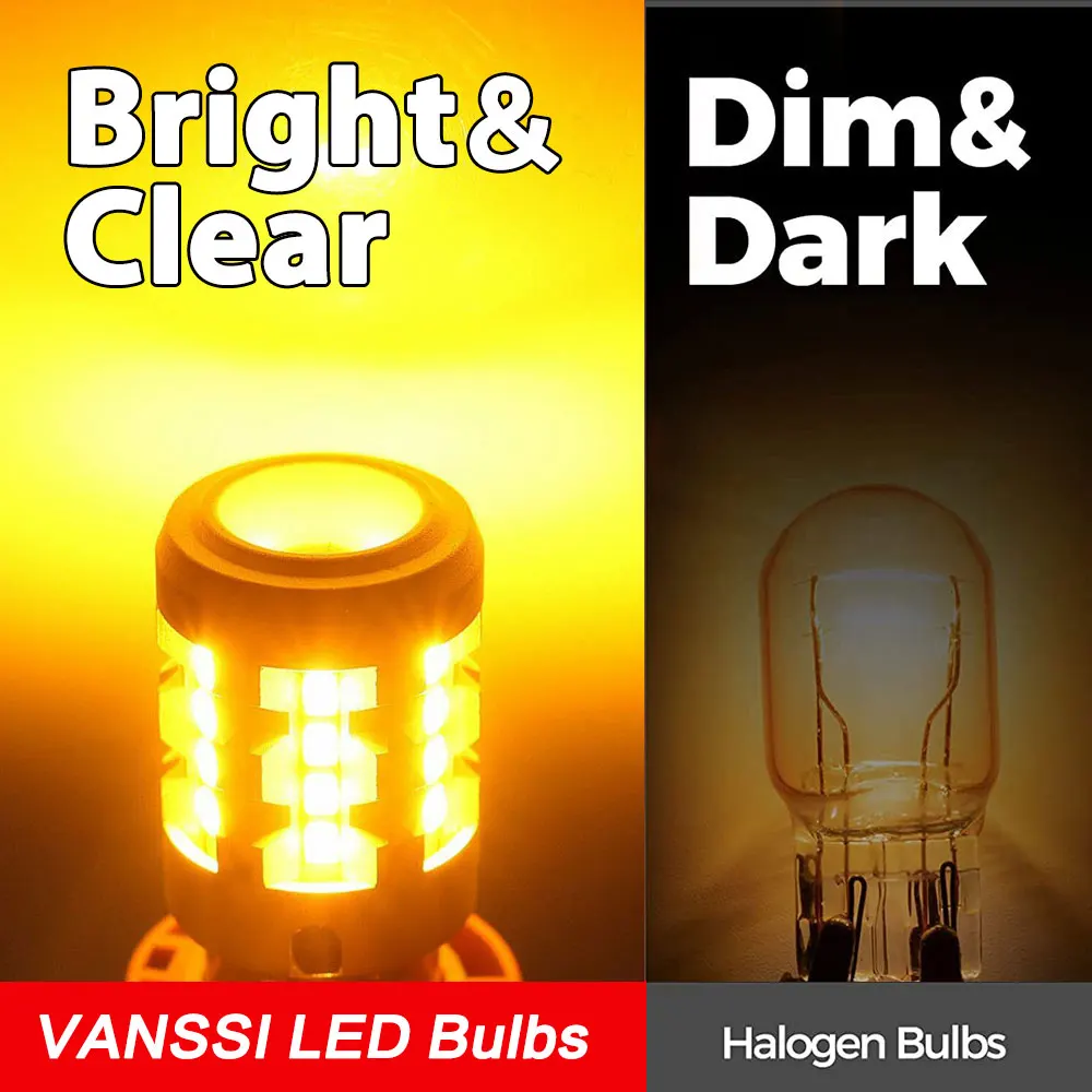 2Pcs T20 7440 LED Canbus лампа янтарный желтый ошибка бесплатно анти гипер вспышка