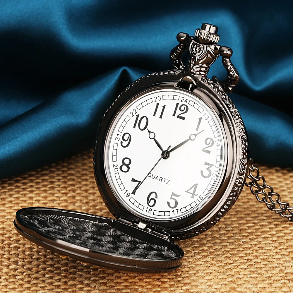 Quartz Pocket Watch Creative Black Epoxy Starry Sky Case Luxury Pocket Watch Necklace Pendant Analog Clock Gift for Men Women