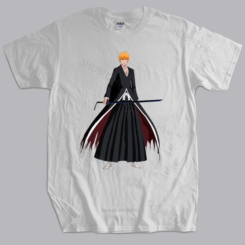 

New fashion t-shirt cotton tees Bleach Ichigo Kurosaki Swordsman Art Anime Manga Cotton T-shirt Drop Shipping