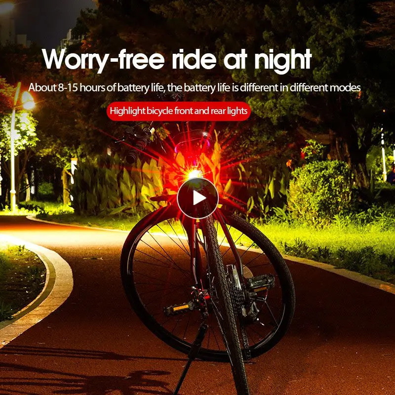 

Bicycle Taillight LED Aluminum Alloy White Red Helmet Light Night Riding Warning Light Mountain Bike Headlight Built-in Battery