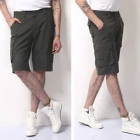 mens cotton work shorts solid color big size loose straight pants multipockets bermuda summer beach shorts boys trunks 29 44