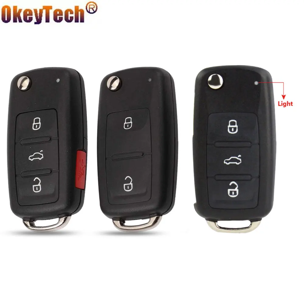 

OkeyTech Flip Fob Remote Car Key Case Cover Shell For VW/VOLKSWAGEN Caddy Eos Golf Jetta Beetle Polo Up Tiguan ( 5K0837202AD )