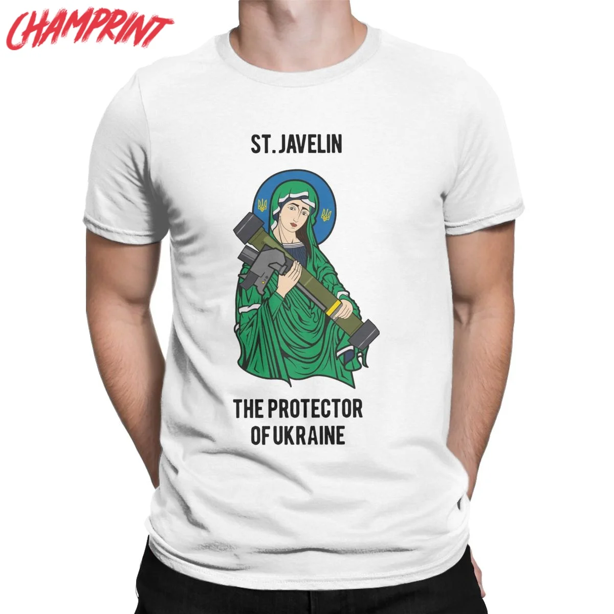 

St Javelin The Protector Of Ukraine T Shirt Men's 100% Cotton T-Shirt Crew Neck Tee Shirt Short Sleeve Clothing 4XL 5XL 6XL