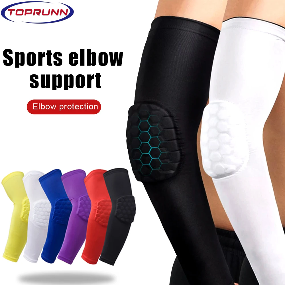 

TopRunn 1Pair Arm sleeve honeycomb foam pad crashproof antislip basketball pads armband sport elbow support brace protector
