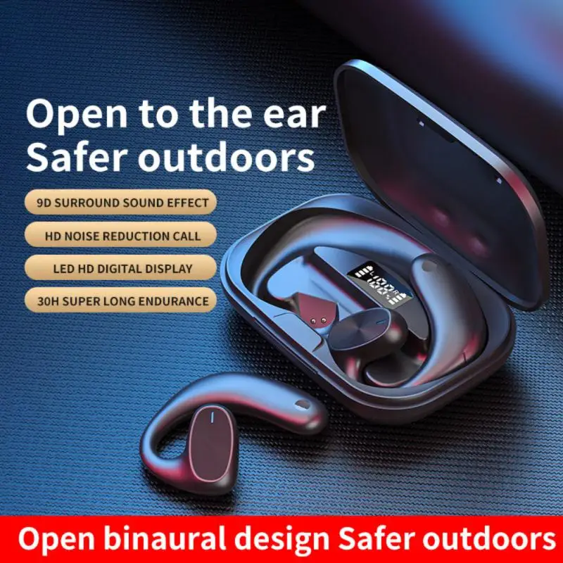 

Long Battery Life Headset Ergonomic Earphones Digital Display Portable Headphones With Charging Case Headset