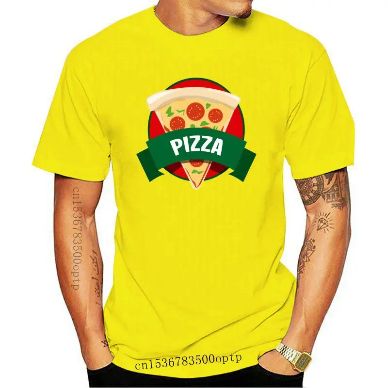

Man Clothing New Pizza Print T-shirt Men Funny T Shirt Italian Cuisine Black Tees Simple Style Top Tshirt Cotton Fabric Youth Cl