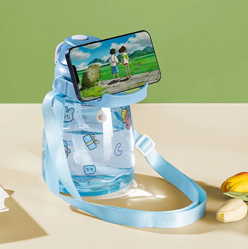 

1300ml Big Belly Cup Cute Straw Cup Summer Portable Large-capacity Straw Cup Cute Student Children Water Bottle