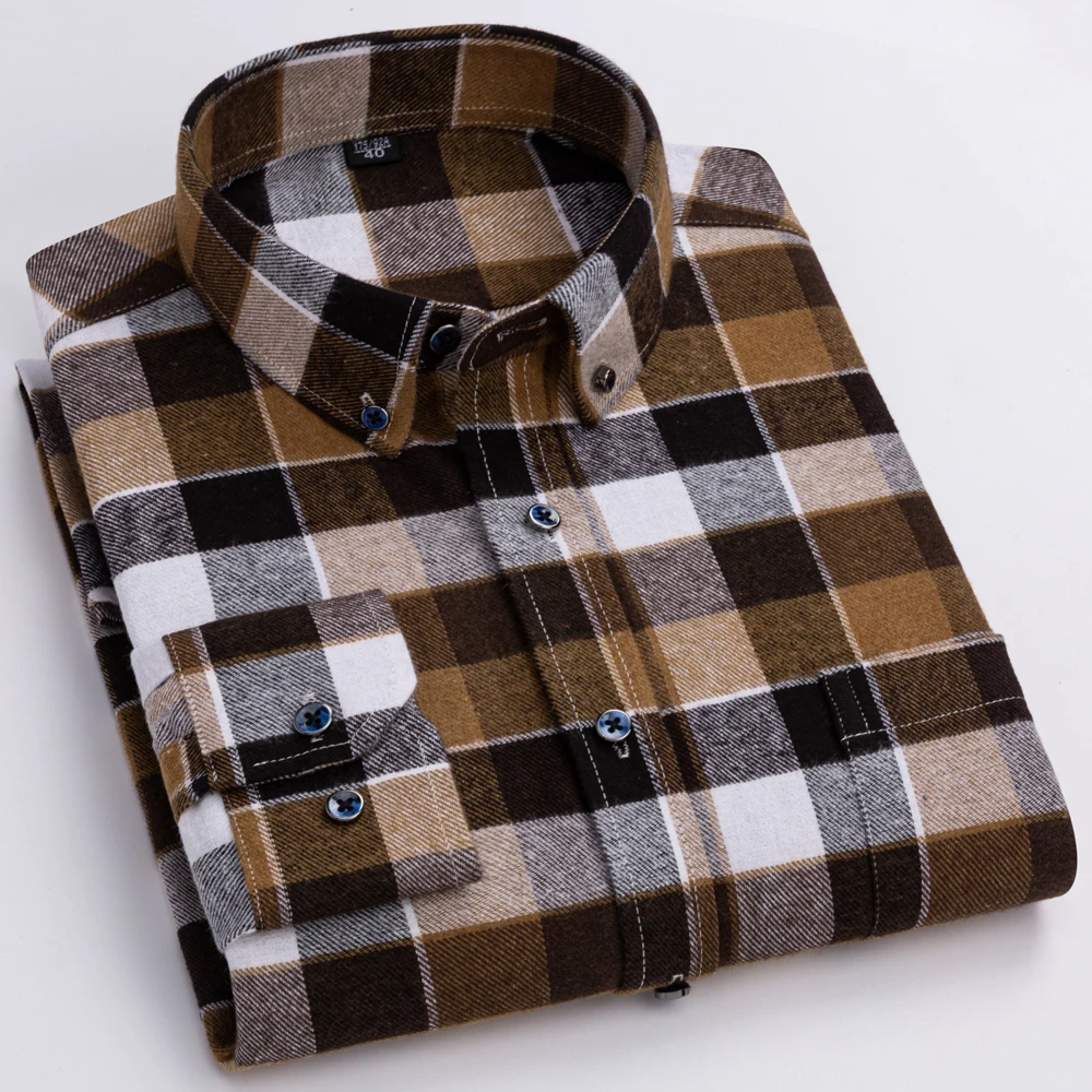 Single Patch Pocket Comfortable 100% Cotton Long Sleeve Standard-fit Shirt