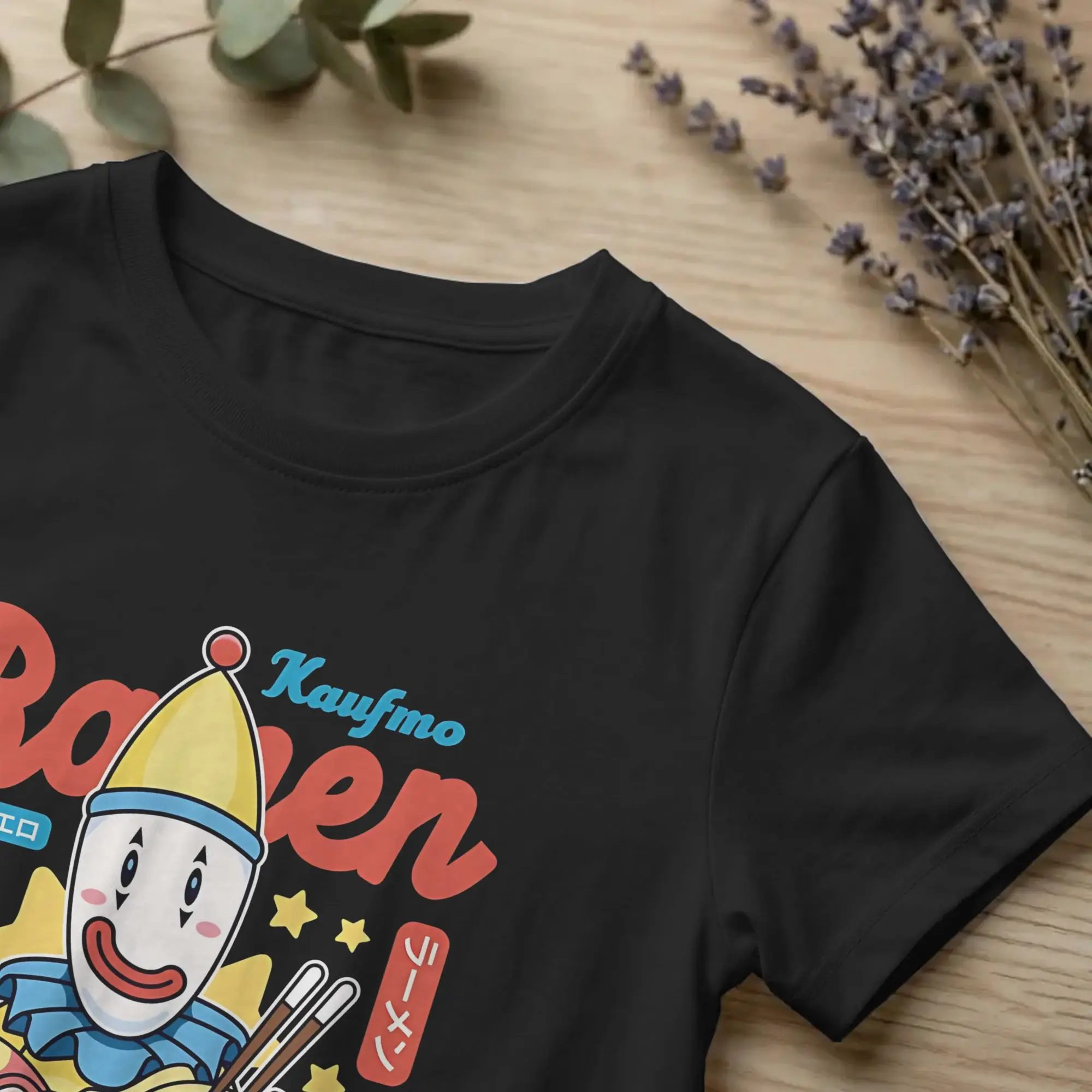 Фото Футболка Kawaii Kaufmo Clown Ramen, мужская футболка с круглым вырезом и короткими рукавами, TADC, летняя одежда из 100% хлопка №3