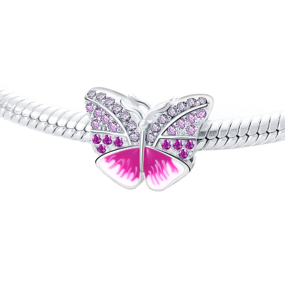ChimNew-Pendentif papillon coloré en argent 925 pour femme, perles pour bricolage, bracelet de personnalité exécutive, cadeau de fête d'anniversaire