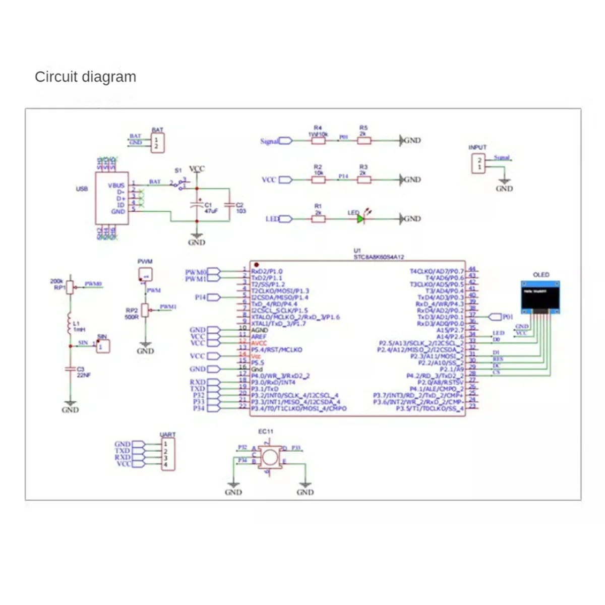 Мини DOS ЖК-осциллограф Kit STC8K8A Однокристальный микрокомпьютер Электронная пайка