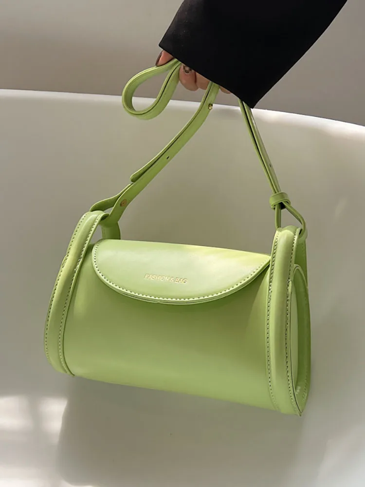 

Designer Cylinder Women's Shoulder Bag Underarm Fashion Pu Leather Crossbody Bags for Women Luxury Brand Small Solid Handbag