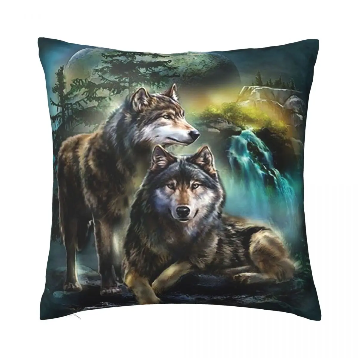 

Wolf Pillowcase Soft Polyester Cushion Cover Decoration Throw Pillow Case Cover Car Zippered 45*45cm