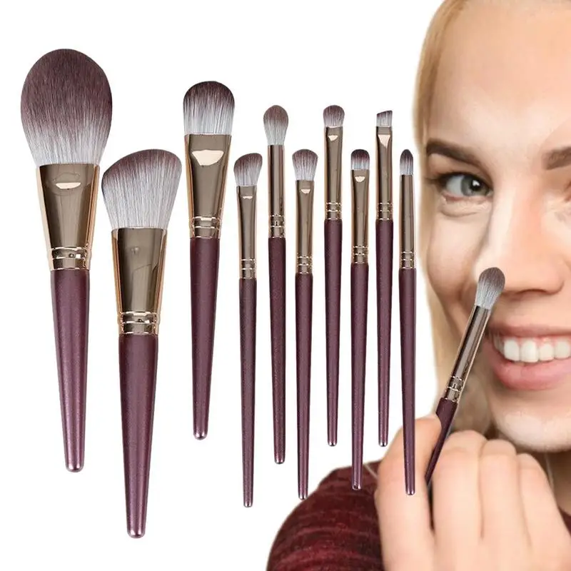 

Makeup Brush Set Soft Bristles Brushes Set With Storage Container 10PCS Brush Set For Foundation Powder Eye Shadow Concealer